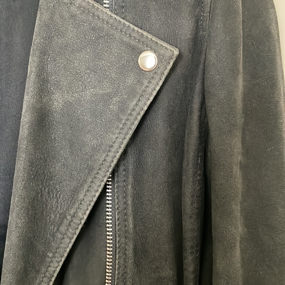 Topshop gray leather Moto Jacket size 8 - Picture 5 of 9